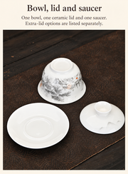 Bowl, lid and saucer