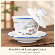 Blue-Rim Ink Landscape Gaiwan