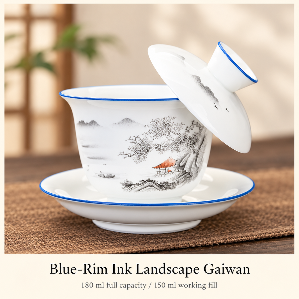 Blue-Rim Ink Landscape Gaiwan