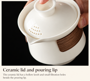 Ceramic lid and pouring lip