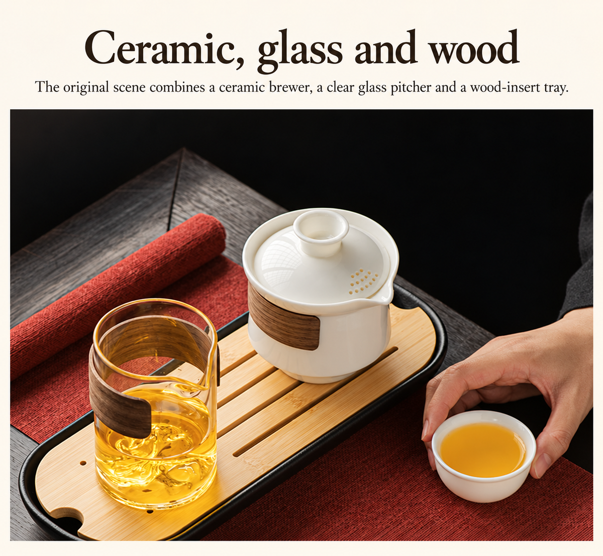 Ceramic, glass and wood