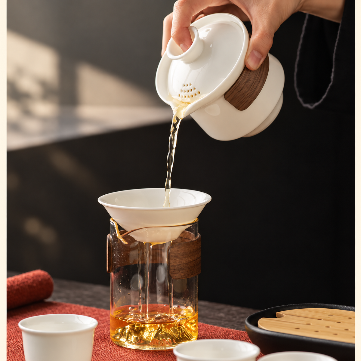 Wood-Grip Ceramic Tea Brewer & Ritual Sets — image 2