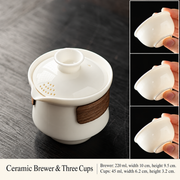 Ceramic Brewer & Three Cups