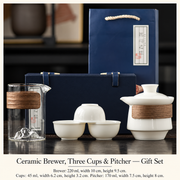 Ceramic Brewer, Three Cups & Pitcher — Gift Set