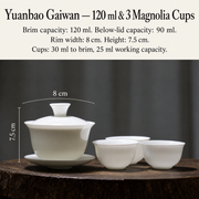 Yuanbao Gaiwan — 120 ml & 3 Magnolia Cups