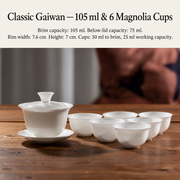 Classic Gaiwan — 105 ml & 6 Magnolia Cups