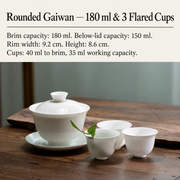 Rounded Gaiwan — 180 ml & 3 Flared Cups