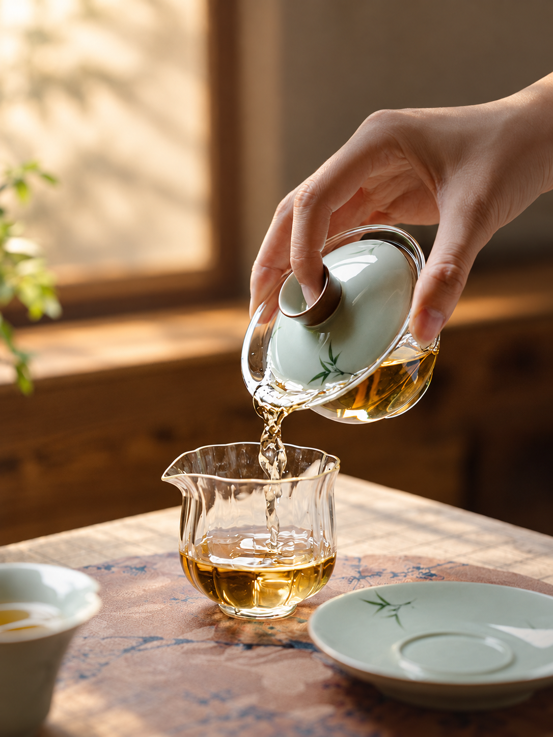 Bamboo Motif Glass Gaiwan — image 4