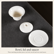 Bowl, lid and saucer