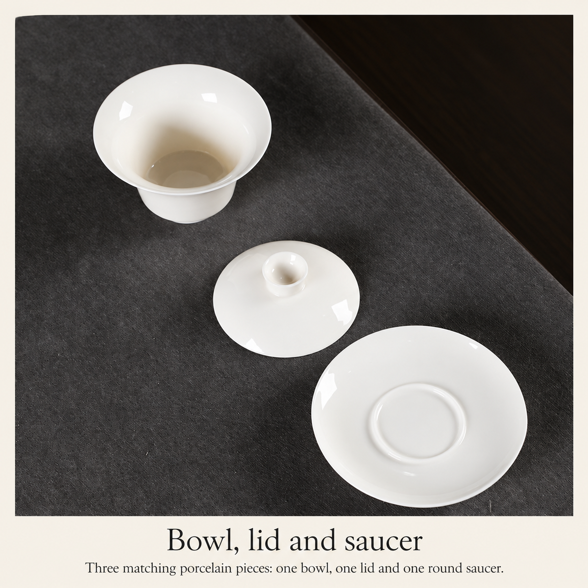 Bowl, lid and saucer