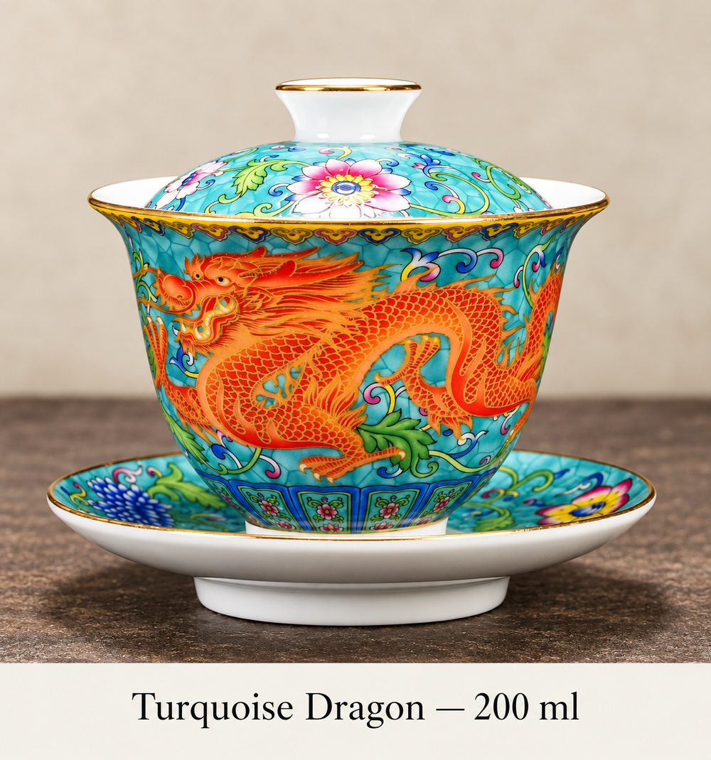 Dragon & Phoenix Ceramic Gaiwans — image 2