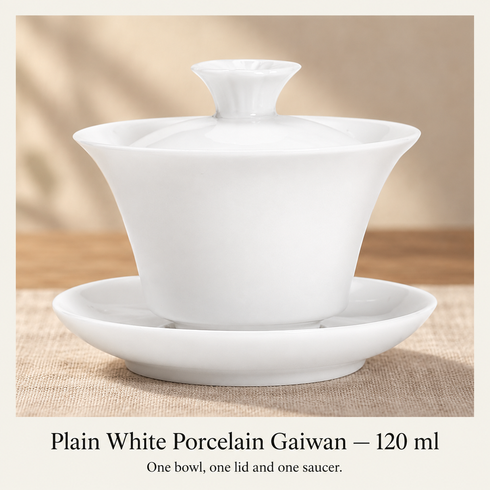 Plain White Porcelain Gaiwan — 120 ml