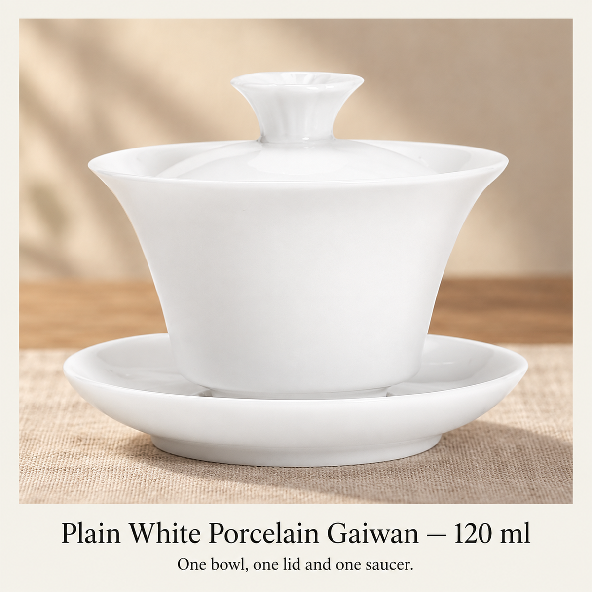 Plain White Porcelain Gaiwan — 120 ml