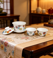 Floral Porcelain Gaiwan & Two Cups — image 3