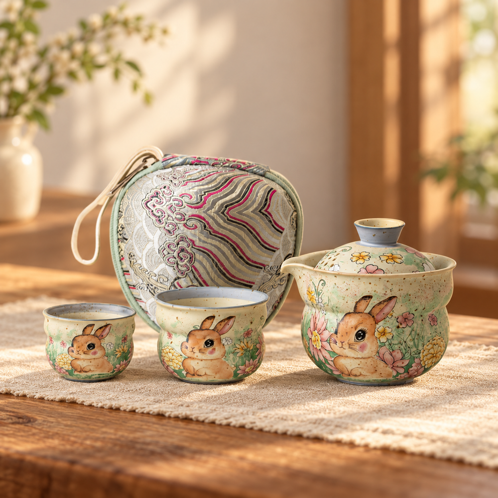 Rabbit Porcelain Travel Tea Pieces - source image 1
