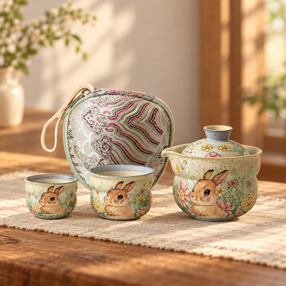 Rabbit Porcelain Travel Tea Pieces - source image 1