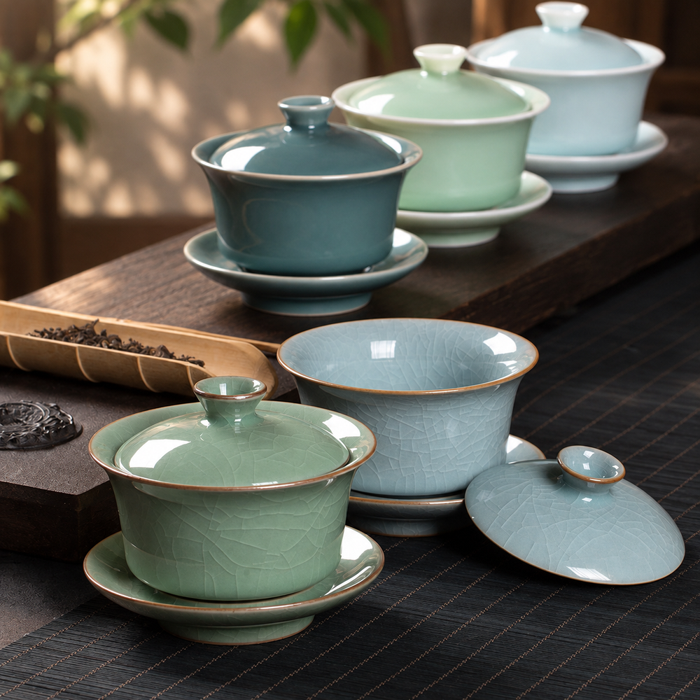 Celadon Gaiwans in Five Glazes — image 1
