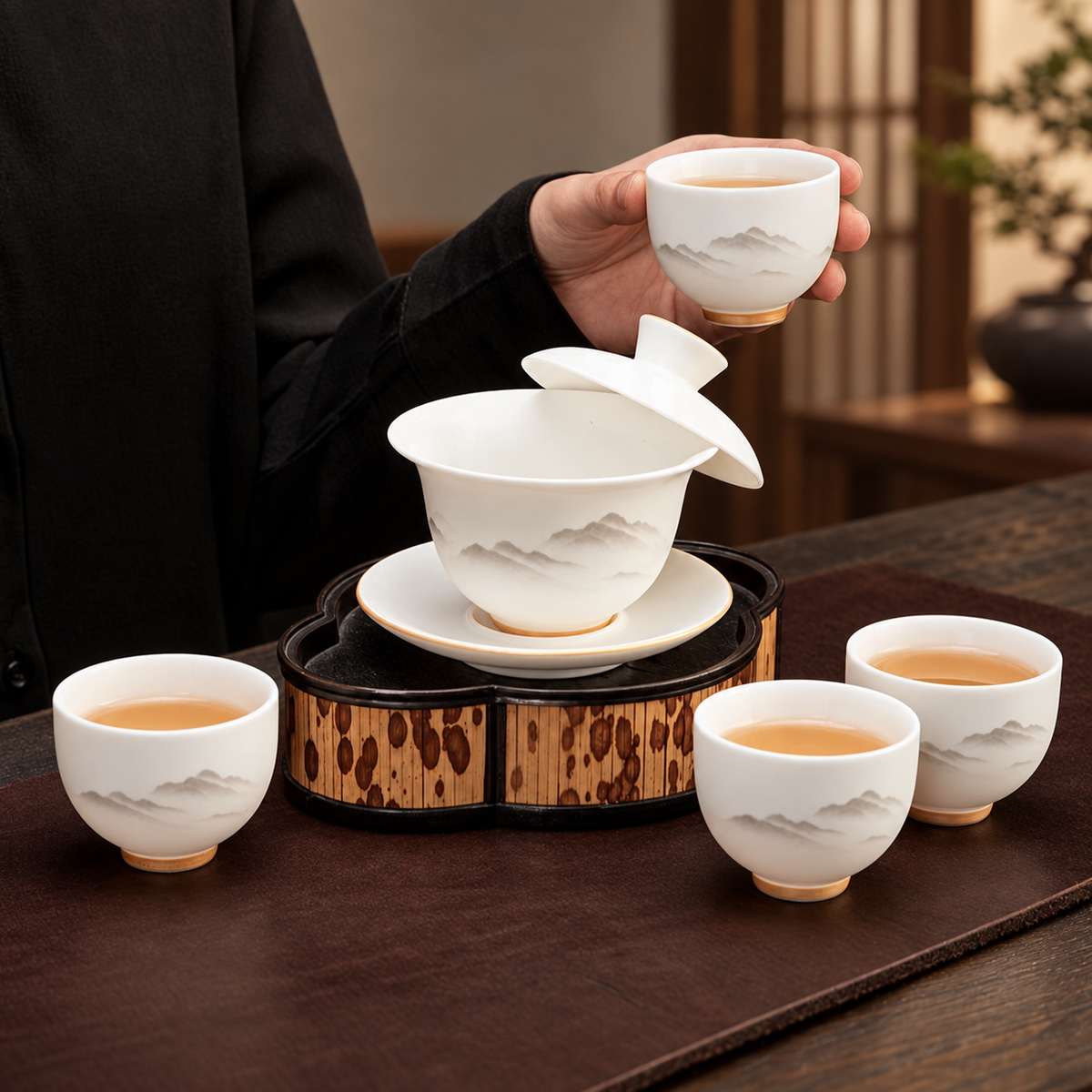 White Porcelain Gaiwan — Four Designs — image 2