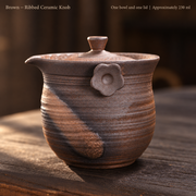Brown — Ribbed Ceramic Knob — 230 ml