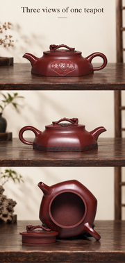 Three views of one teapot