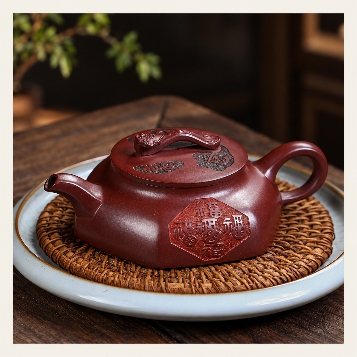Ruyi Fu — Burgundy Clay Teapot