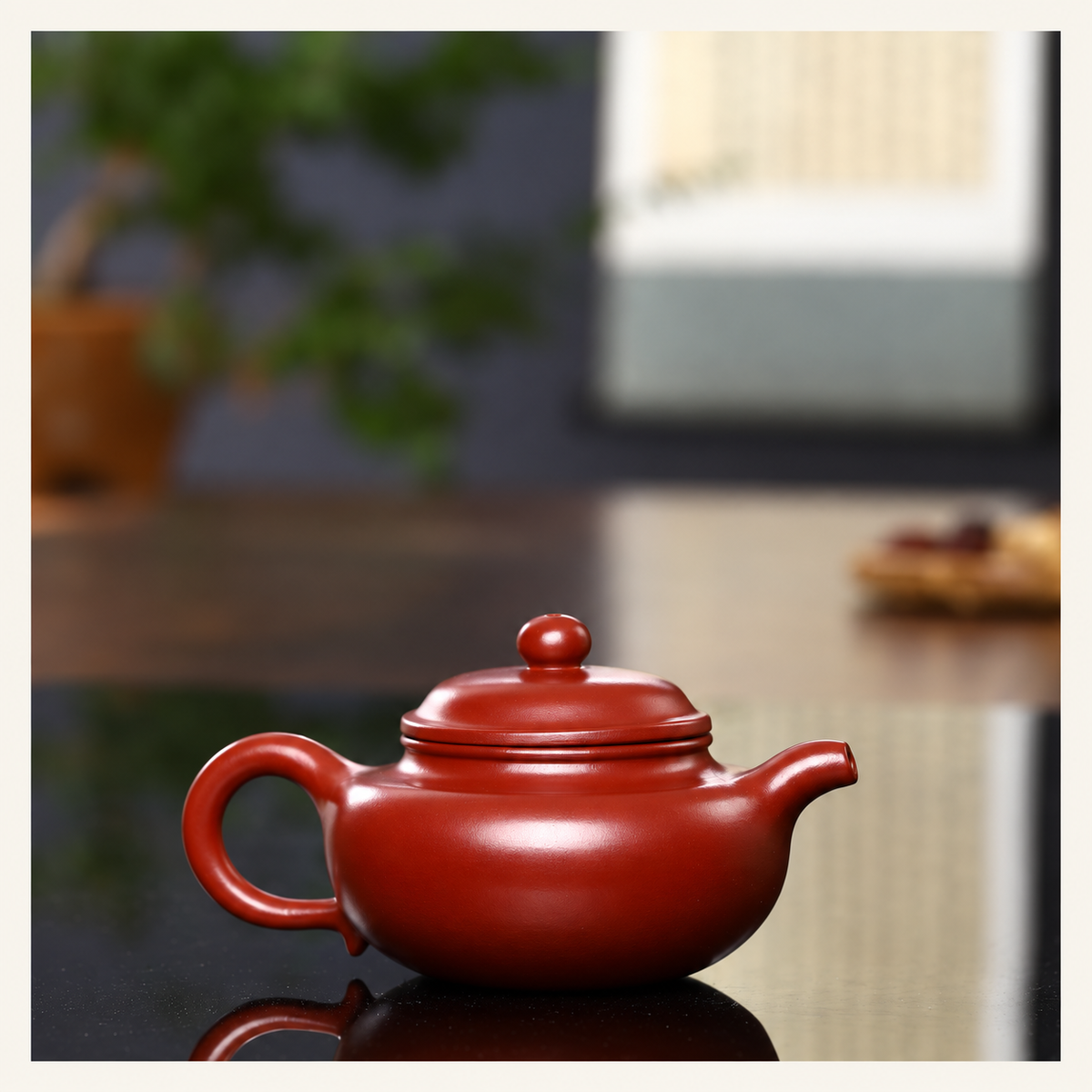 Red-Brown Clay Teapot — Fang Gu Form — image 2