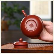 Red-Brown Clay Teapot — Fang Gu Form — image 4