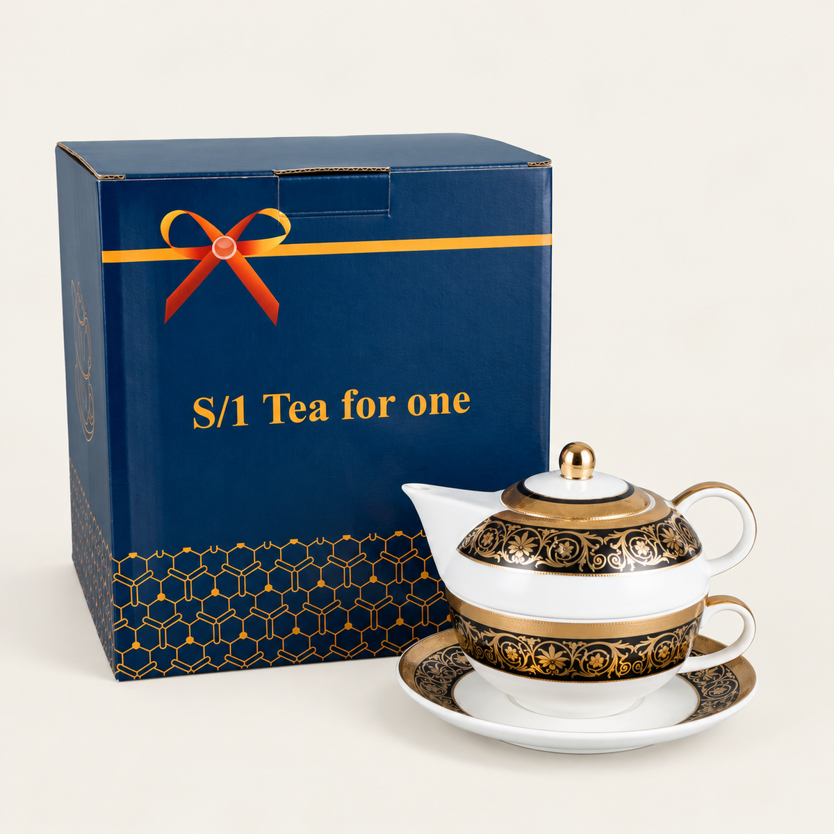 Scroll Tea-for-One Set — Black & Gold — image 2