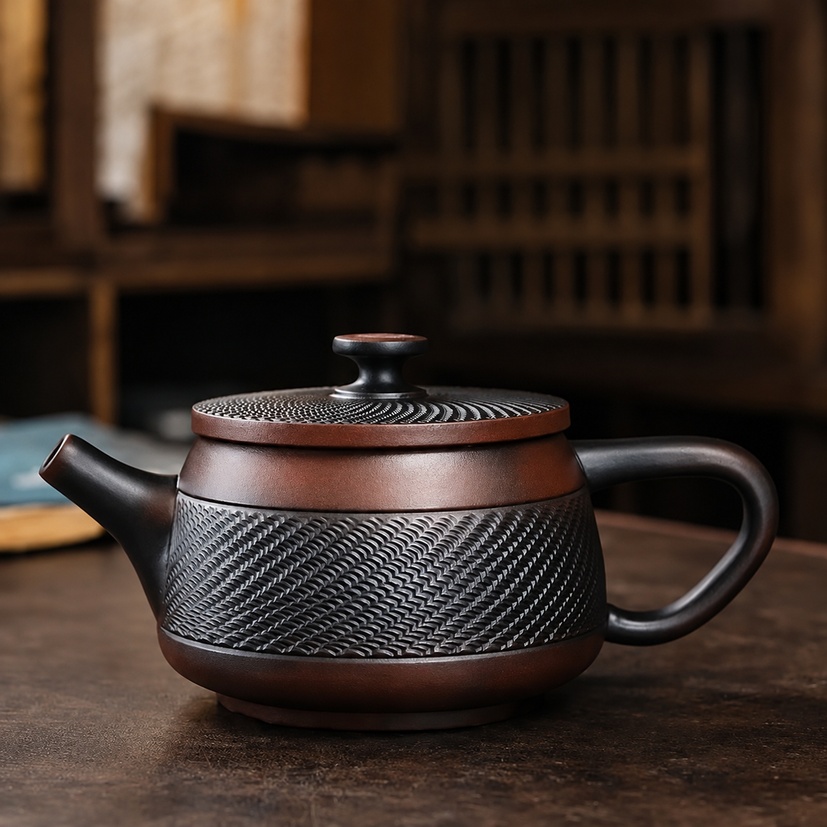 Knife-Textured Clay Teapot — image 3