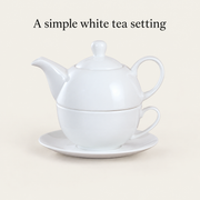 A simple white tea setting