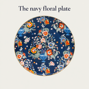 The navy floral plate