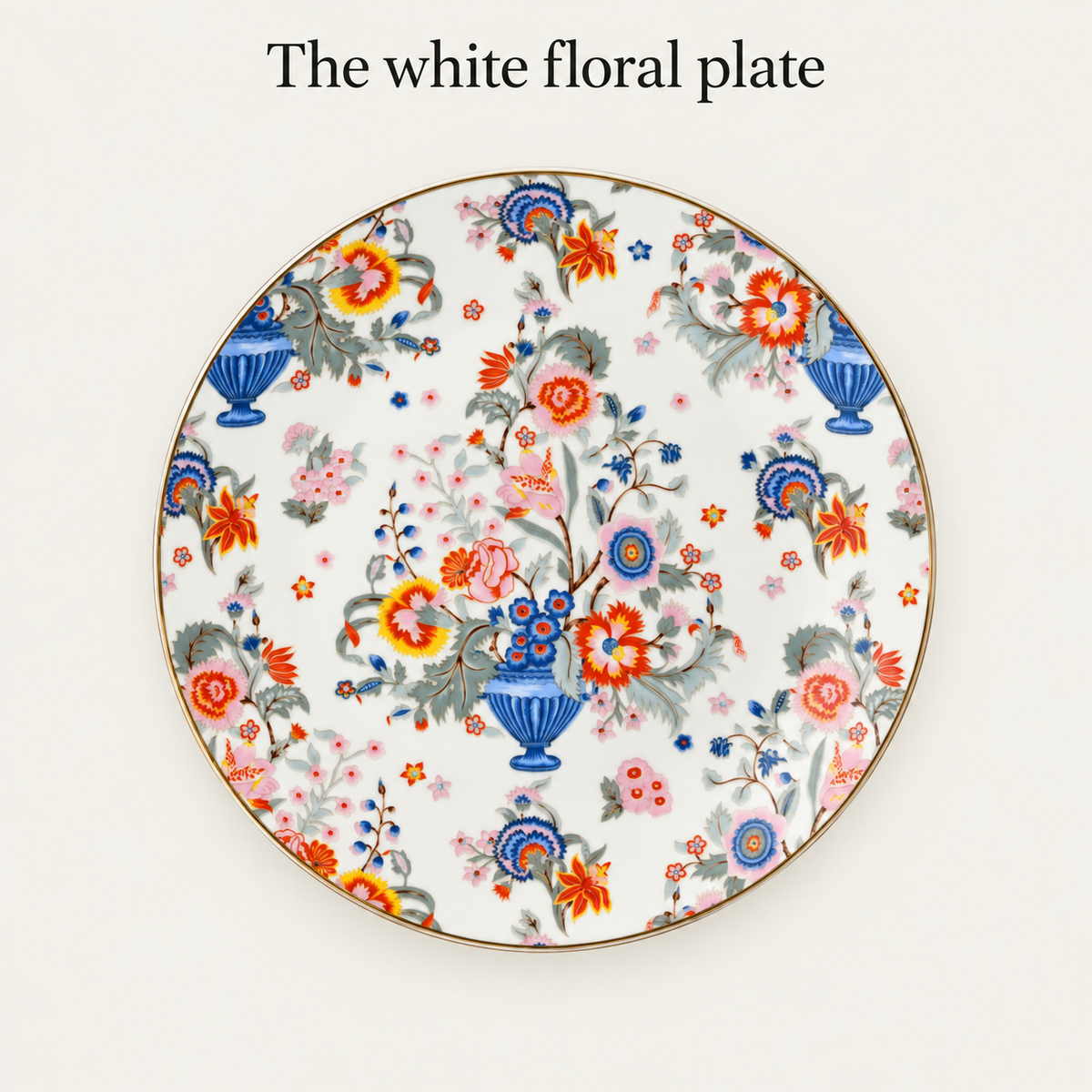 The white floral plate