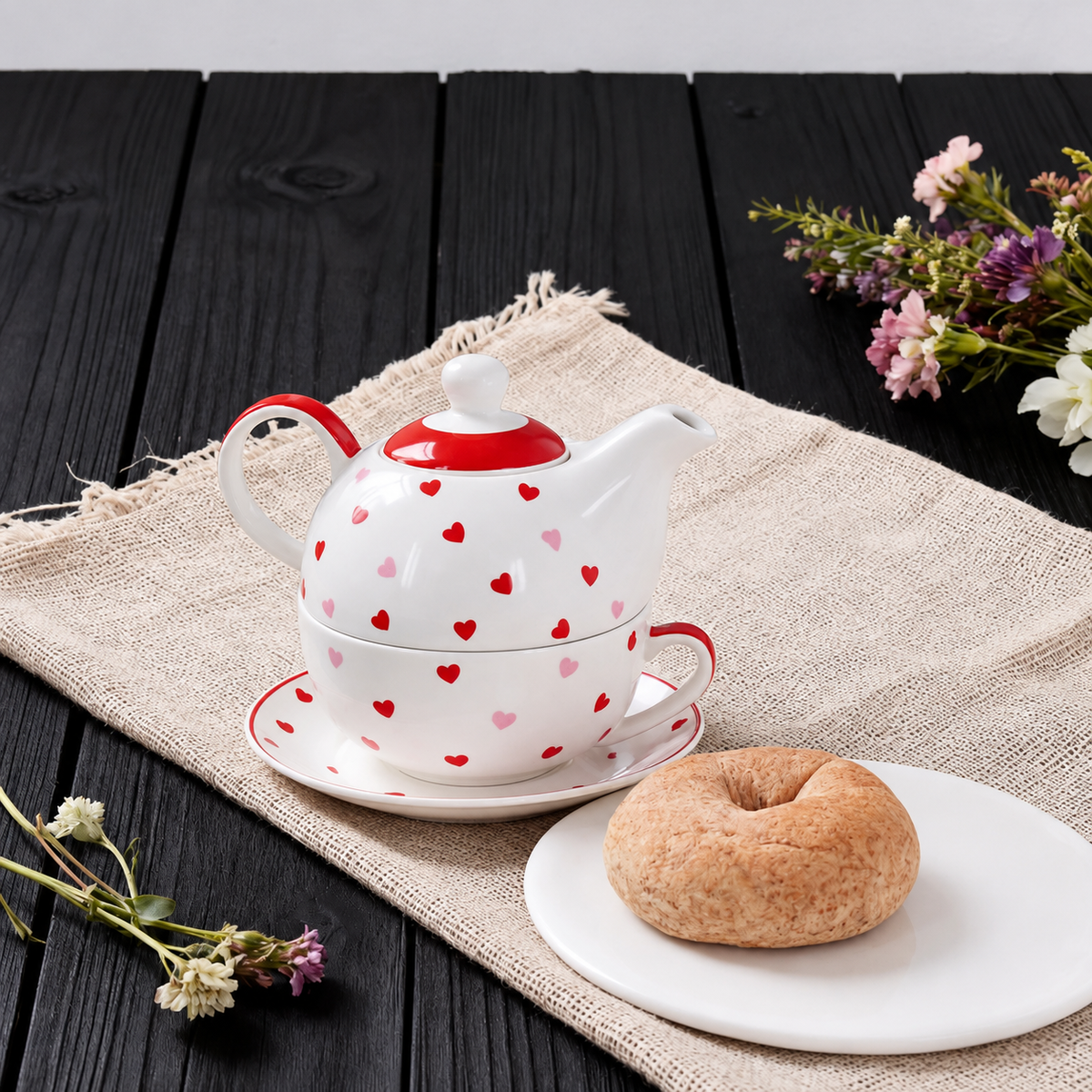 Little Hearts Ceramic Tea-for-One Set — image 4