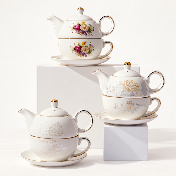 Rose Floral Ceramic Tea-for-One Collection
