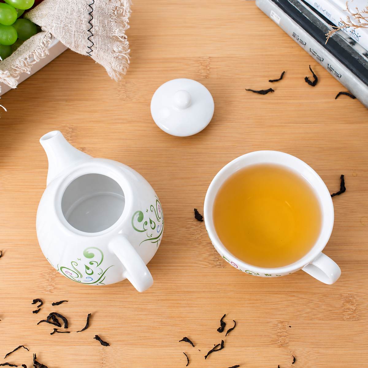 Green Scroll Ceramic Tea-for-One - source image 6
