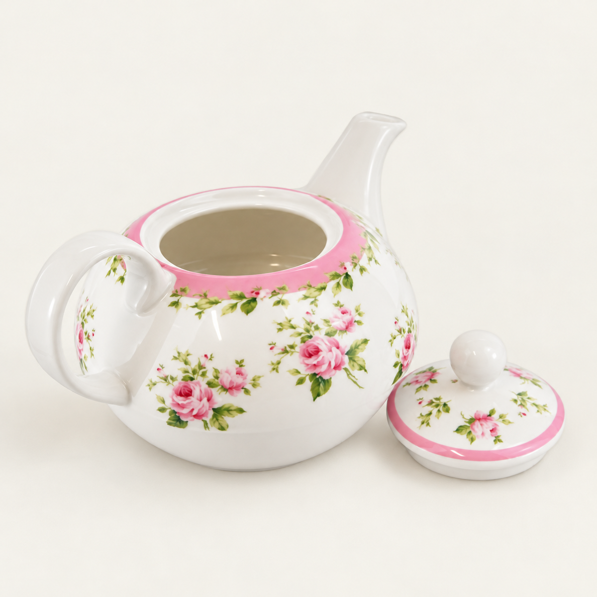 Rose-Pattern Ceramic Tea-for-One Set — image 3
