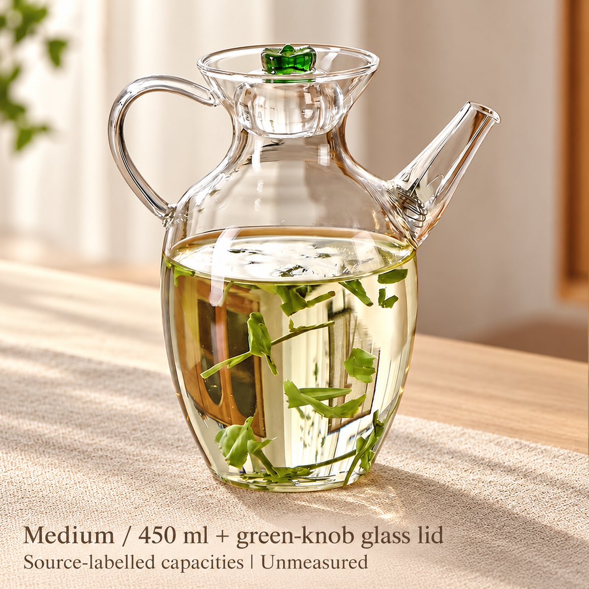 Medium | 450 ml + green-knob glass lid