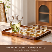 Medium 450 ml + 6 cups + large wood tray
