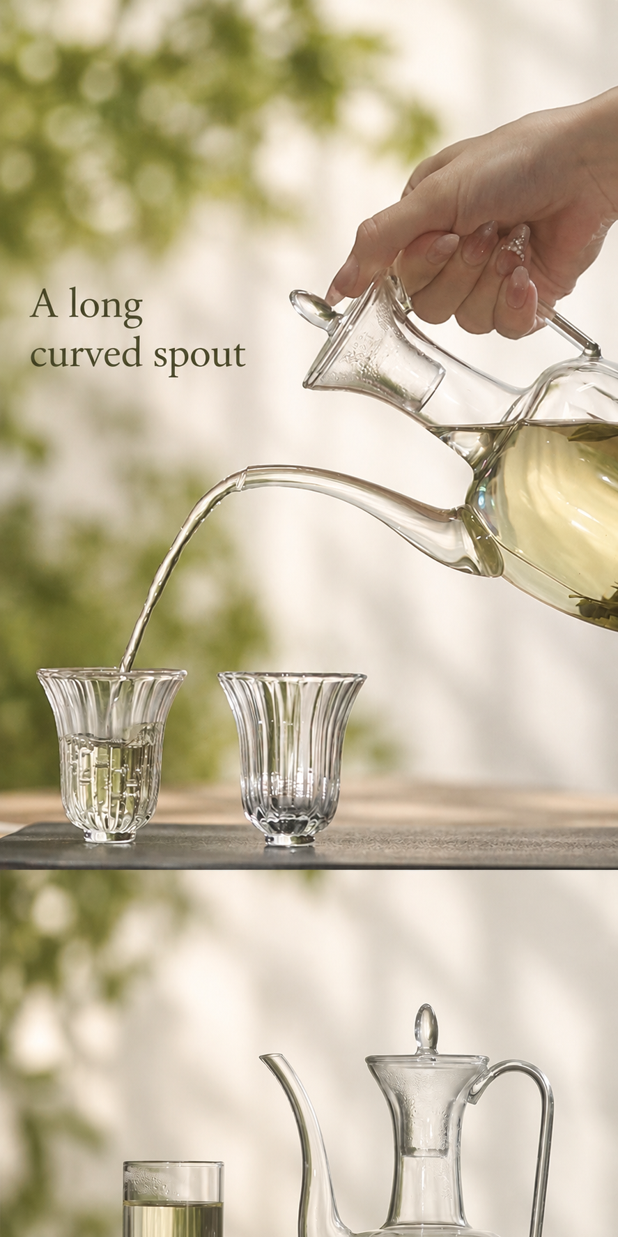 A long curved spout