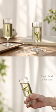 A cup held by its stem