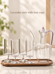 Lavender ewer with four cups