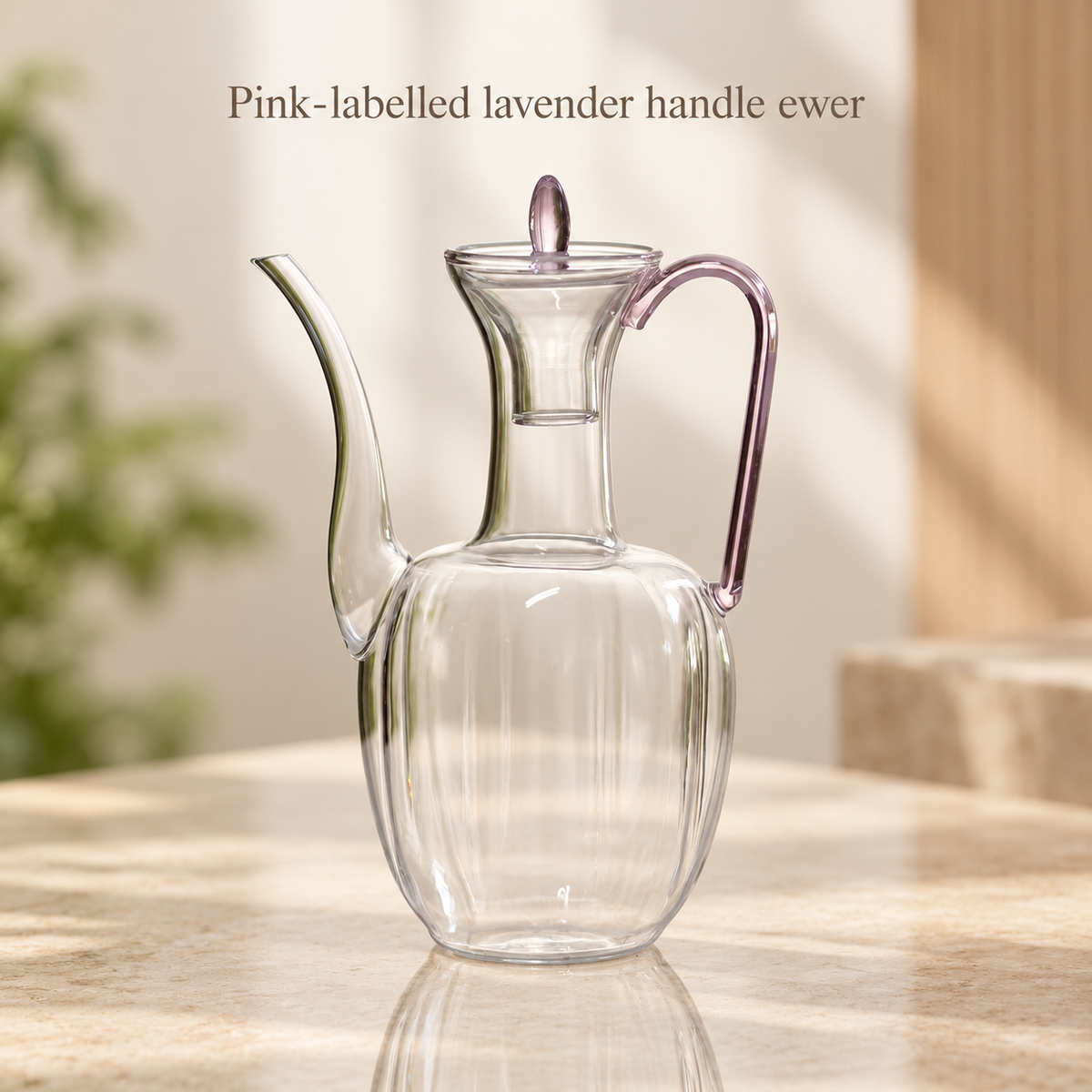 Pink-labelled lavender handle ewer