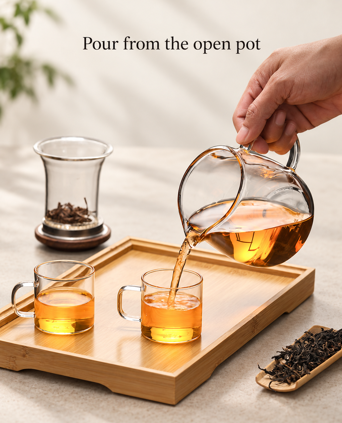 Pour from the open pot