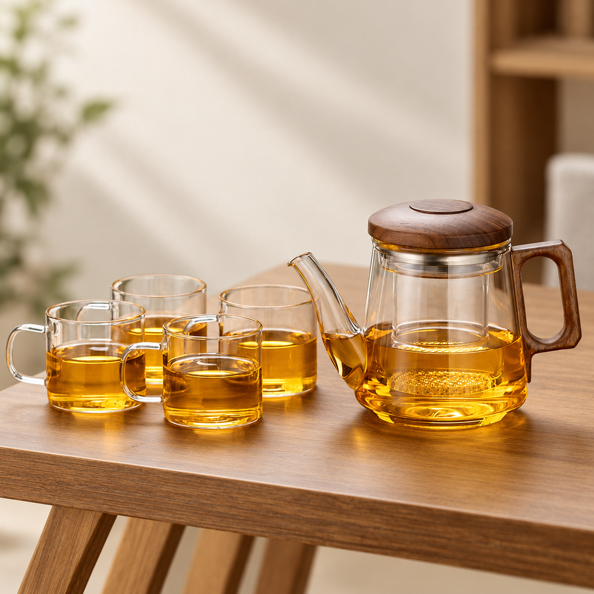 Qingya / long spout / 600 ml + 4 cups / source-labelled capacity