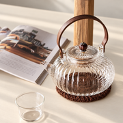 Ribbed Glass Teapots & Wood Bail Styles — image 1