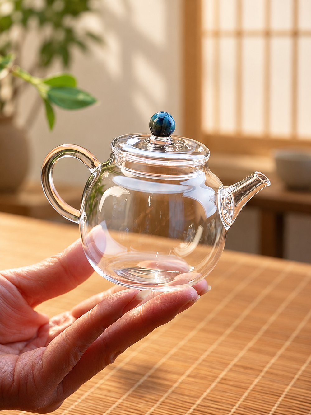 Mini Glass Teapots with Coloured Accents — image 1