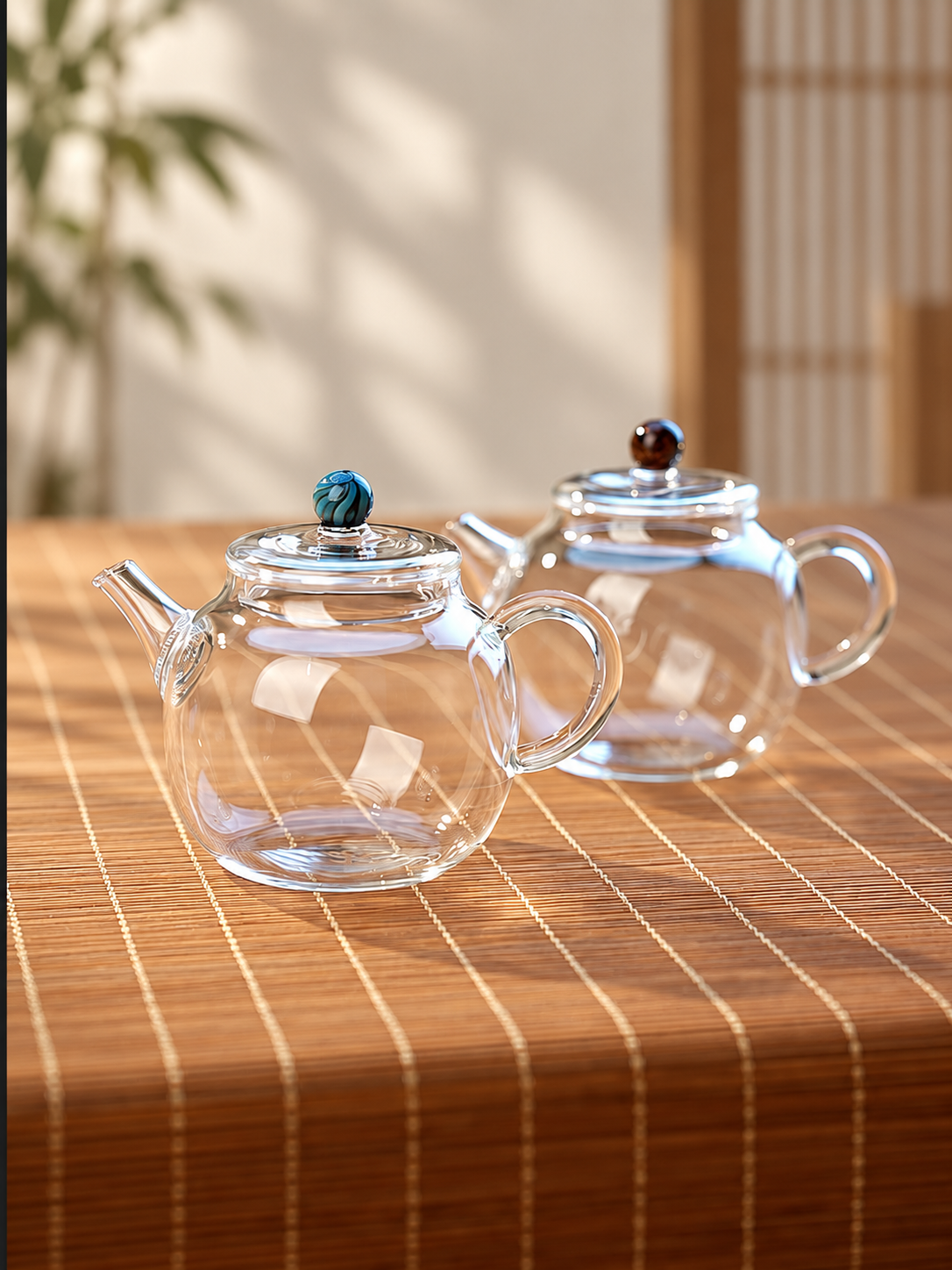 Mini Glass Teapots with Coloured Accents — image 5
