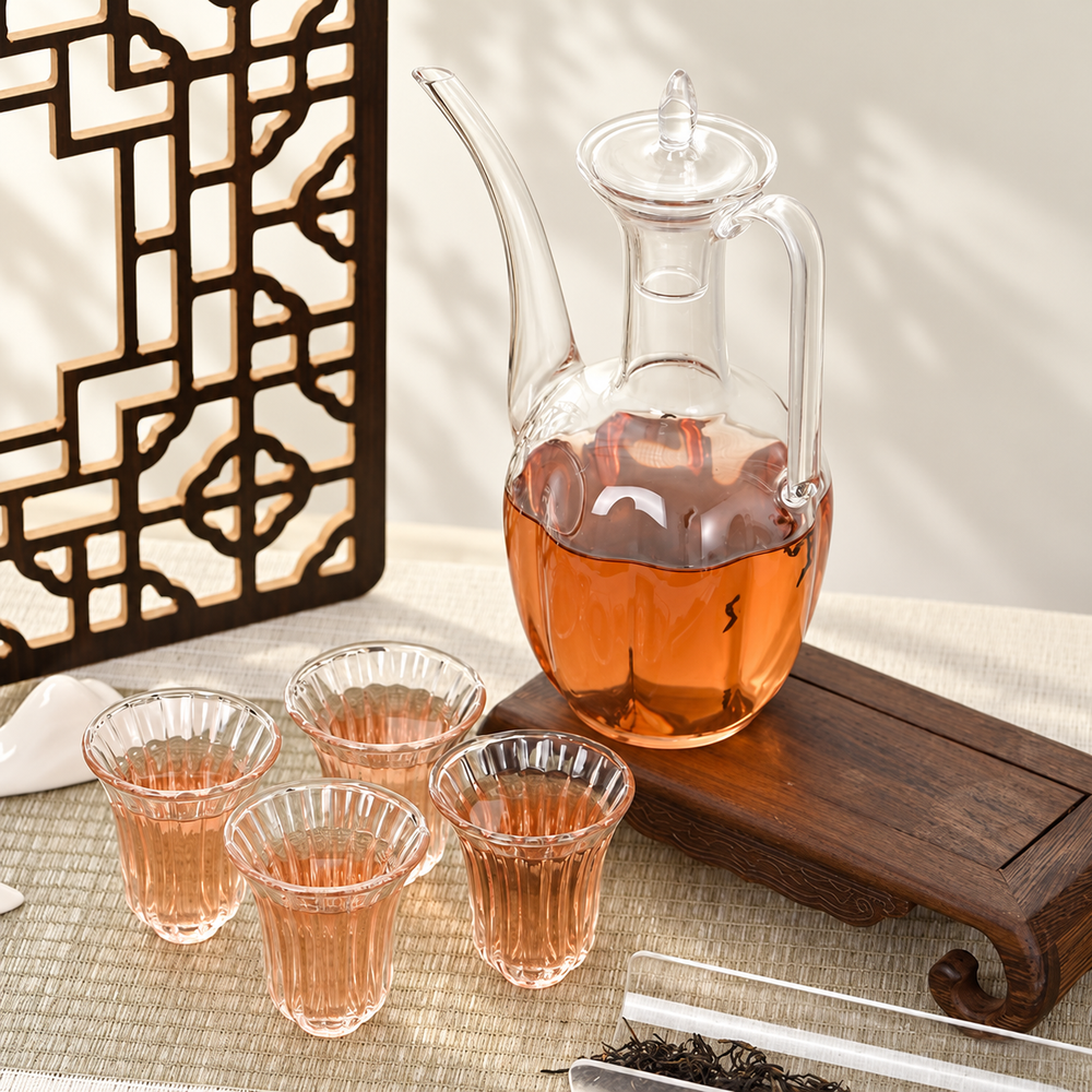 Tall Glass Ewer & Tea Cup Sets — image 3