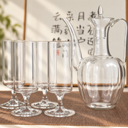 Glass ewer + 4 stem glasses