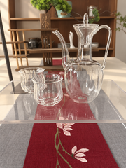Glass ewer + 2 Shui Xian scalloped cups